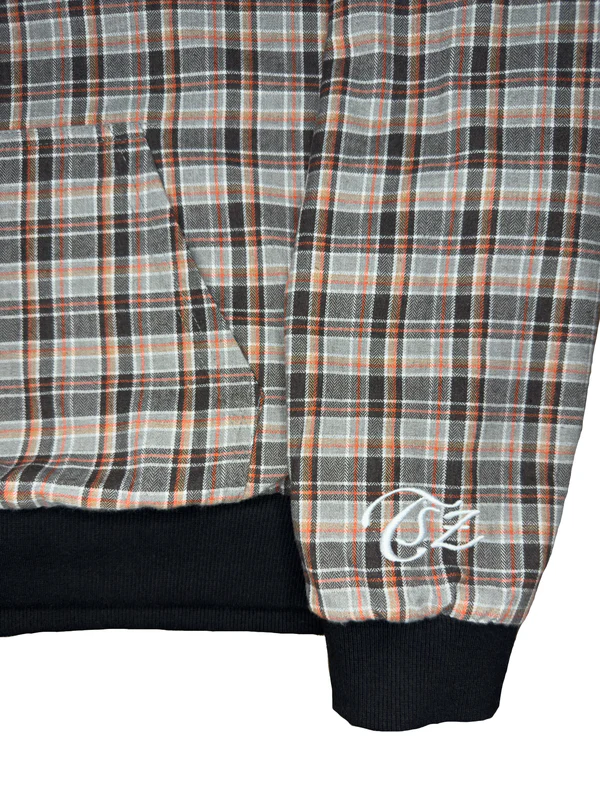 Reversible Plaid Hoodie - Grey