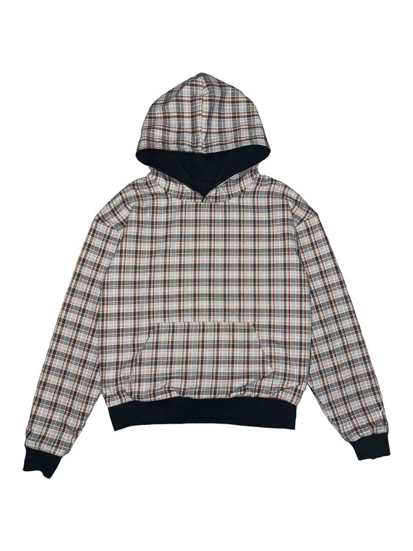 Reversible Plaid Hoodie - Grey