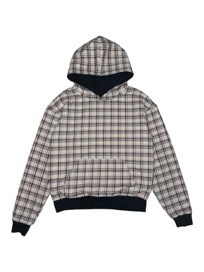 Reversible Plaid Hoodie - Grey
