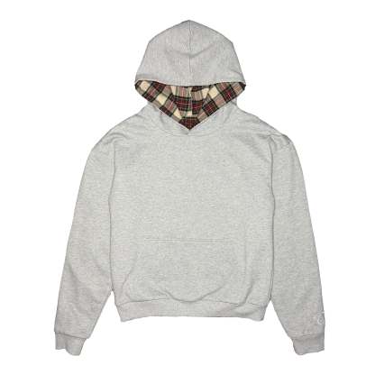 Reversible Plaid Hoodie - Grey