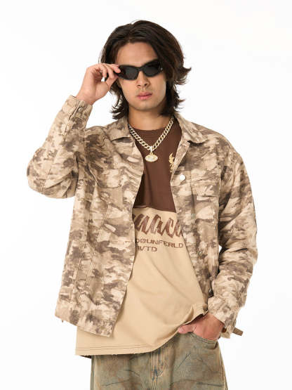 Camouflage Multi-Pocket Work Denim Jacket