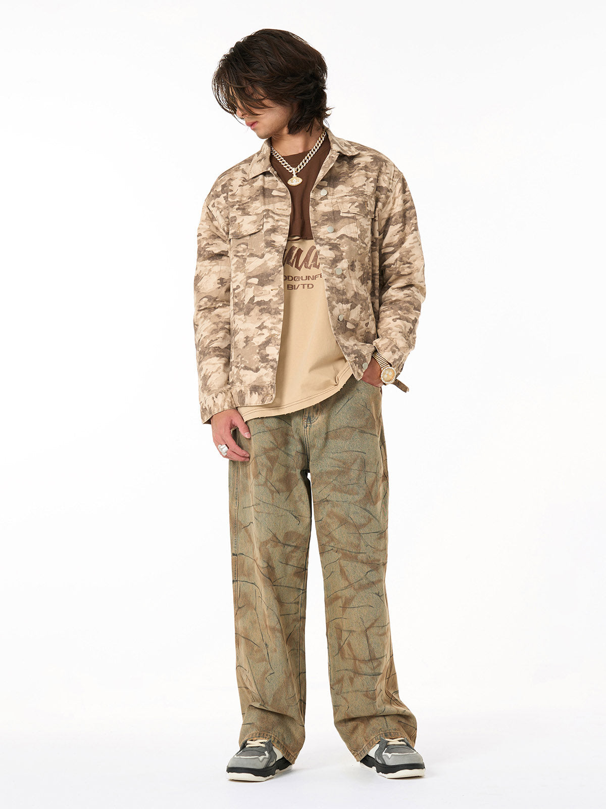 Camouflage Multi-Pocket Work Denim Jacket