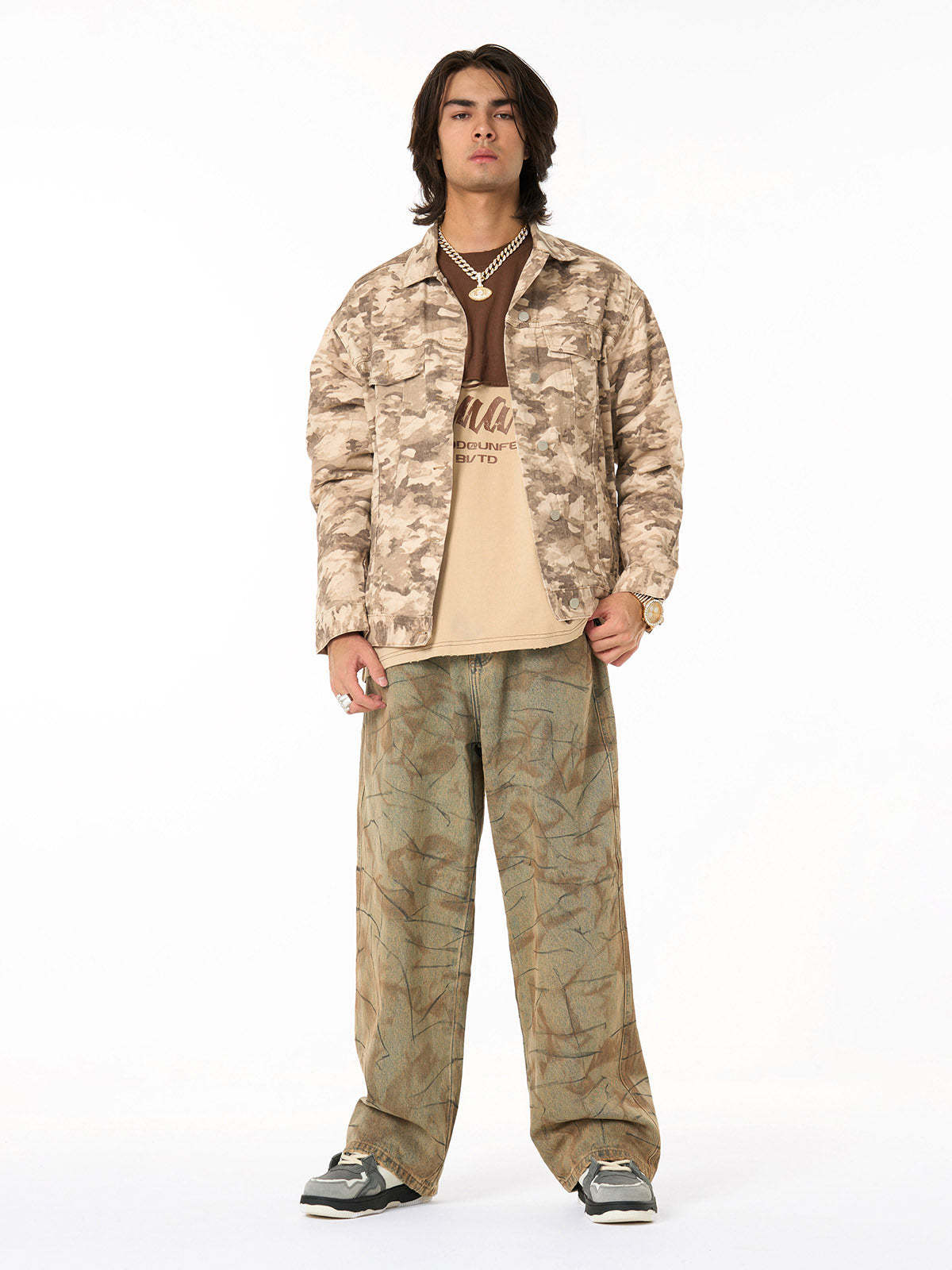 Camouflage Multi-Pocket Work Denim Jacket