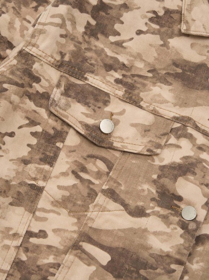 Camouflage Multi-Pocket Work Denim Jacket