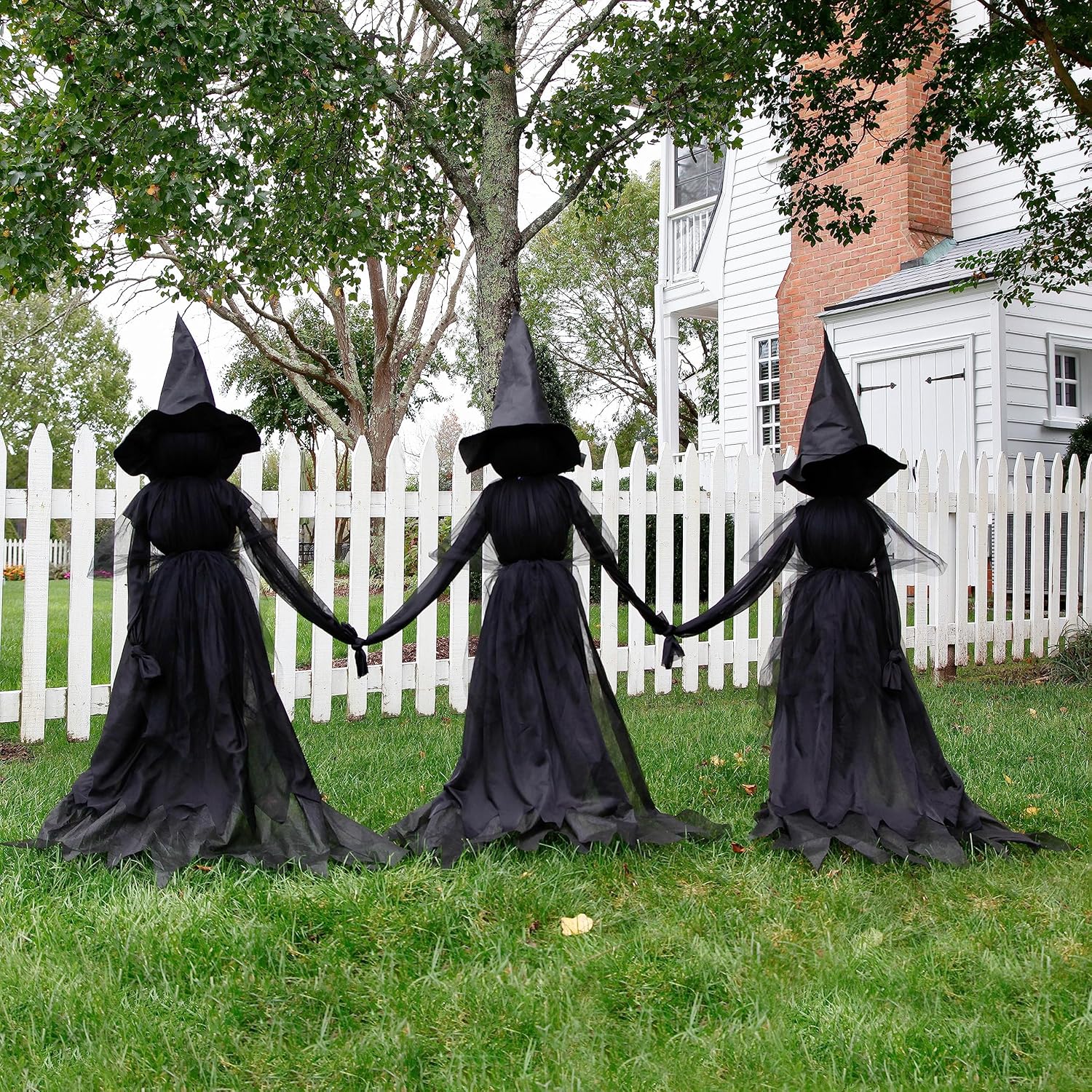 👻LED Halloween Black Witches with Hats Stakes