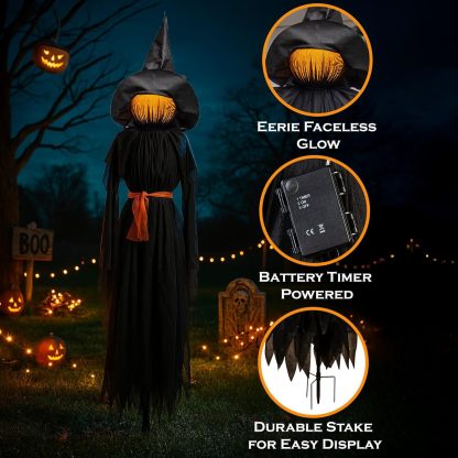 👻LED Halloween Black Witches with Hats Stakes