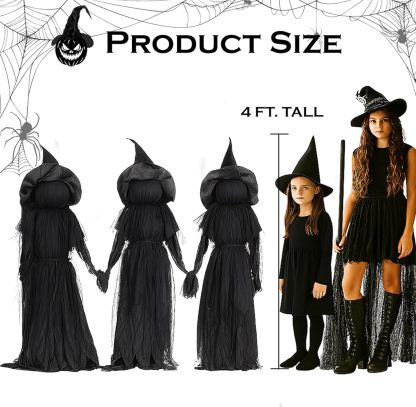 👻LED Halloween Black Witches with Hats Stakes