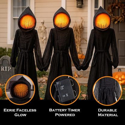 👻LED Halloween Black Witches with Hats Stakes