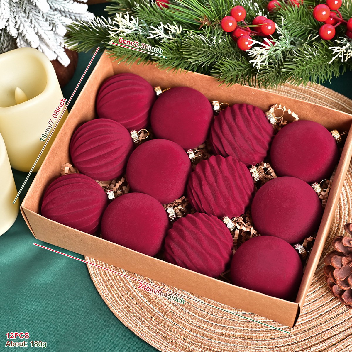 🎅 Luxe Velvet Christmas Balls – Elegant Holiday Glow