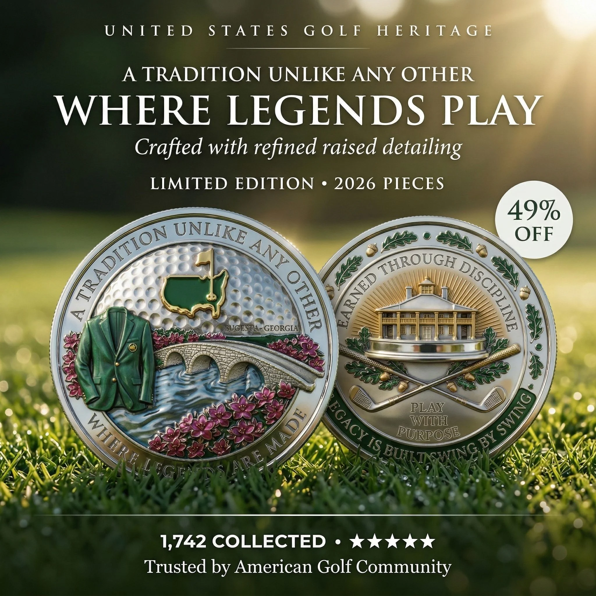 ⛳️Augusta Masters Legacy 3D Engraved Challenge Coin