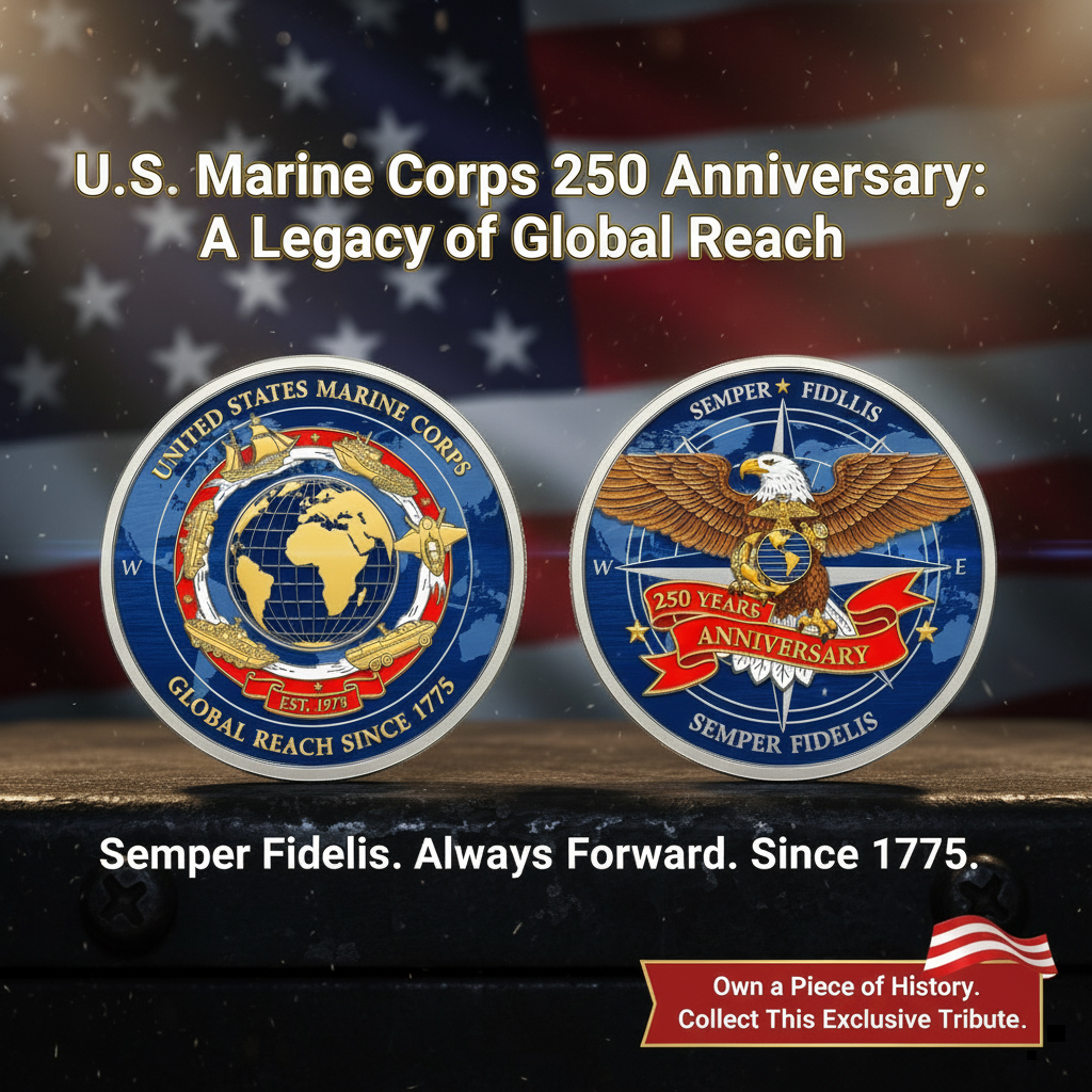 [Copy]🌎🦅 Forged in Fire, Built on Faith — The 250th USMC Commemorative Coin