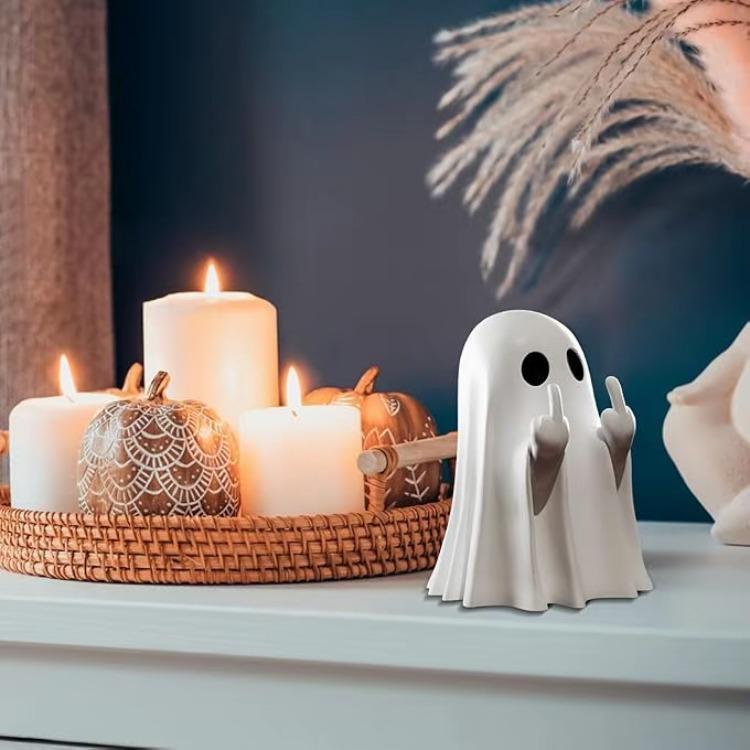 💥Halloween Chost Figurine - Spooky Resin Middle Finger Ghost Statue