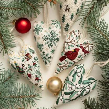 💖DIY Heart Shaped Hand Embroidered Christmas Finished product/DIY material kit