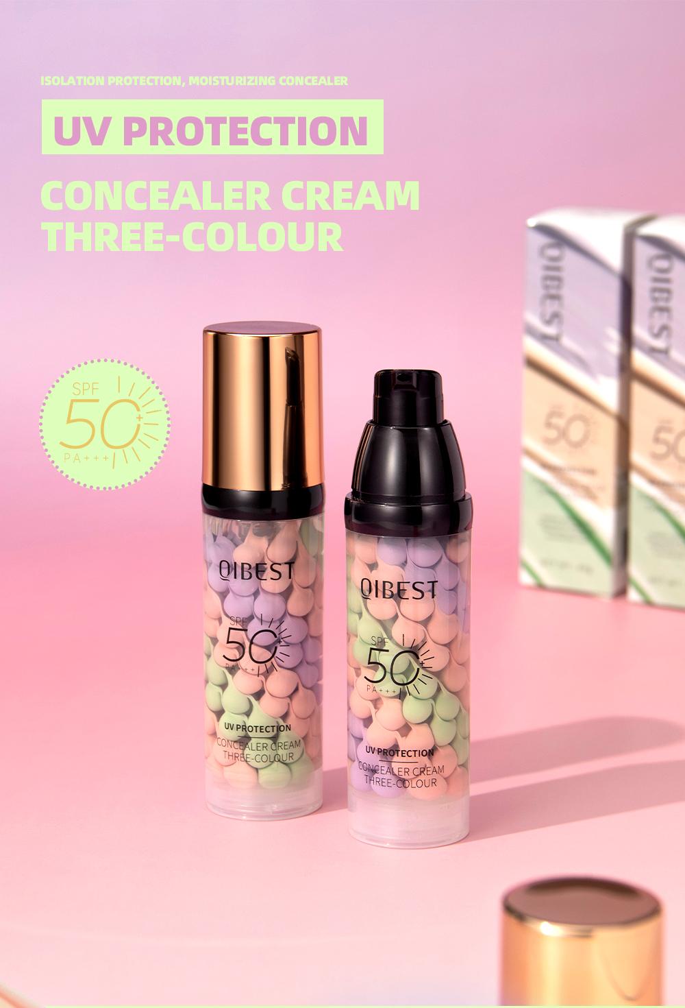 Three-Color Protective Isolation Cream with SPF 50 Coverage, Brightening & Oil-Control Moisturizer for Color Correction, Waterproof & Sweatproof Makeup Base Three-Color Protective Isolation Cream with SPF 50 Coverage, Brightening & Oil-Control Moisturizer for Color Correction, Waterproof & Sweatproof Makeup Base