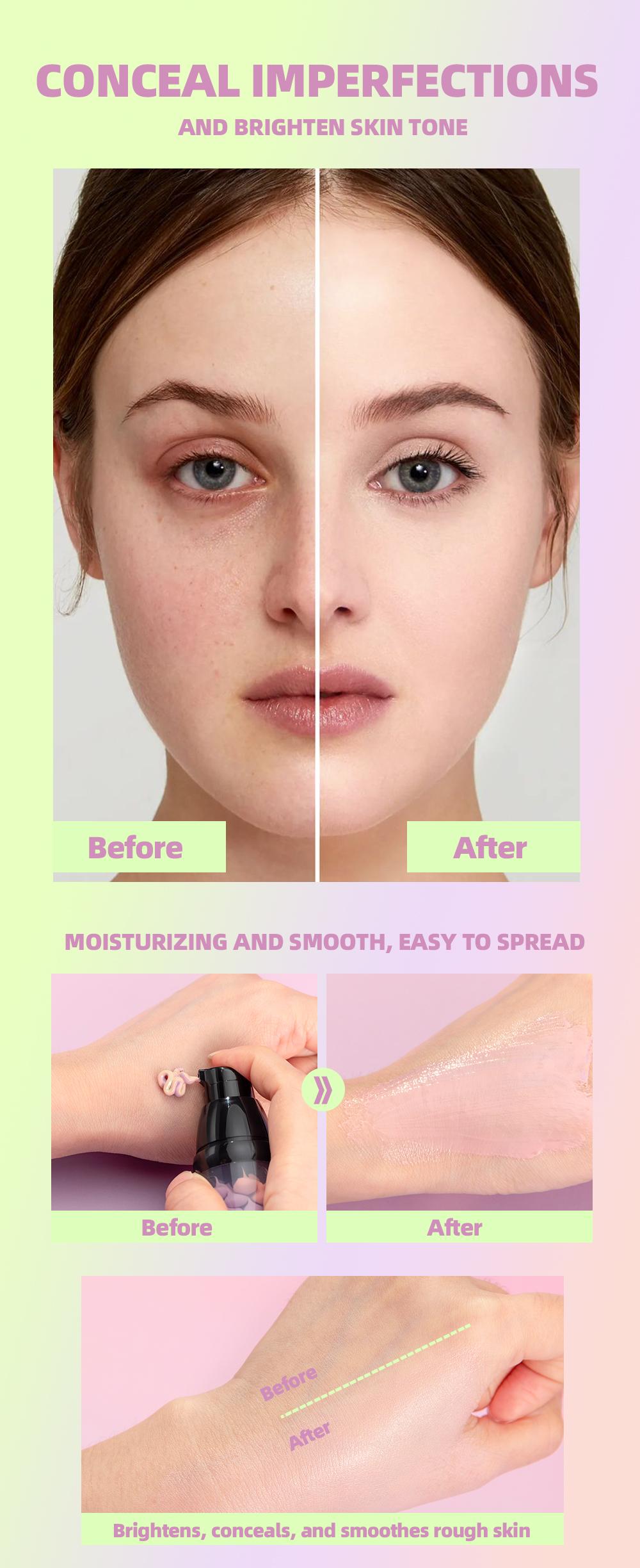Three-Color Protective Isolation Cream with SPF 50 Coverage, Brightening & Oil-Control Moisturizer for Color Correction, Waterproof & Sweatproof Makeup Base Three-Color Protective Isolation Cream with SPF 50 Coverage, Brightening & Oil-Control Moisturizer for Color Correction, Waterproof & Sweatproof Makeup Base