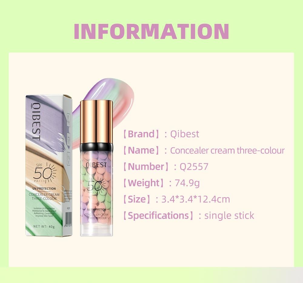 Three-Color Protective Isolation Cream with SPF 50 Coverage, Brightening & Oil-Control Moisturizer for Color Correction, Waterproof & Sweatproof Makeup Base Three-Color Protective Isolation Cream with SPF 50 Coverage, Brightening & Oil-Control Moisturizer for Color Correction, Waterproof & Sweatproof Makeup Base