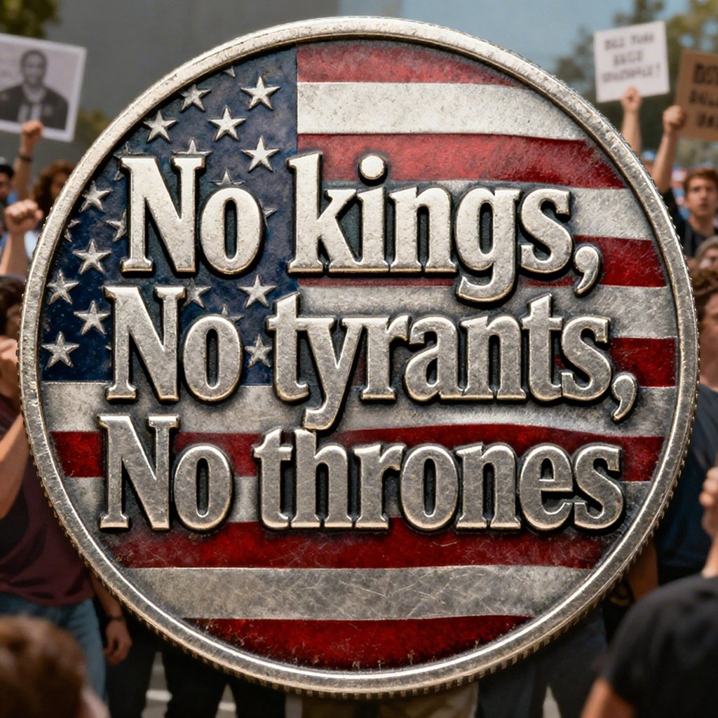 👑💥No kings No tyrants No thrones Coin – The Spirit of 1776 Lives On