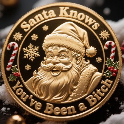 🎅Santa Knows You’ve Been a Bitch Coin – Funny Christmas Gift