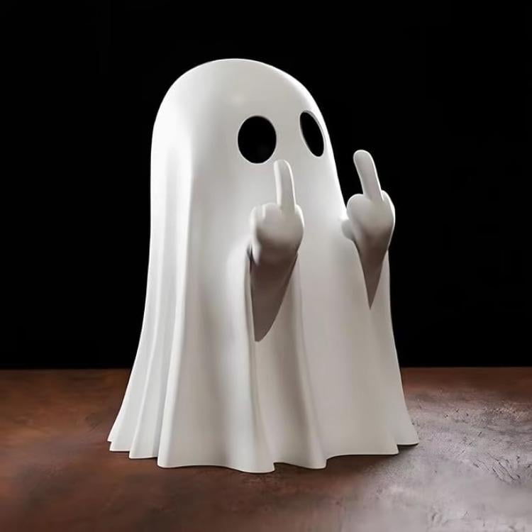 💥Halloween Chost Figurine - Spooky Resin Middle Finger Ghost Statue