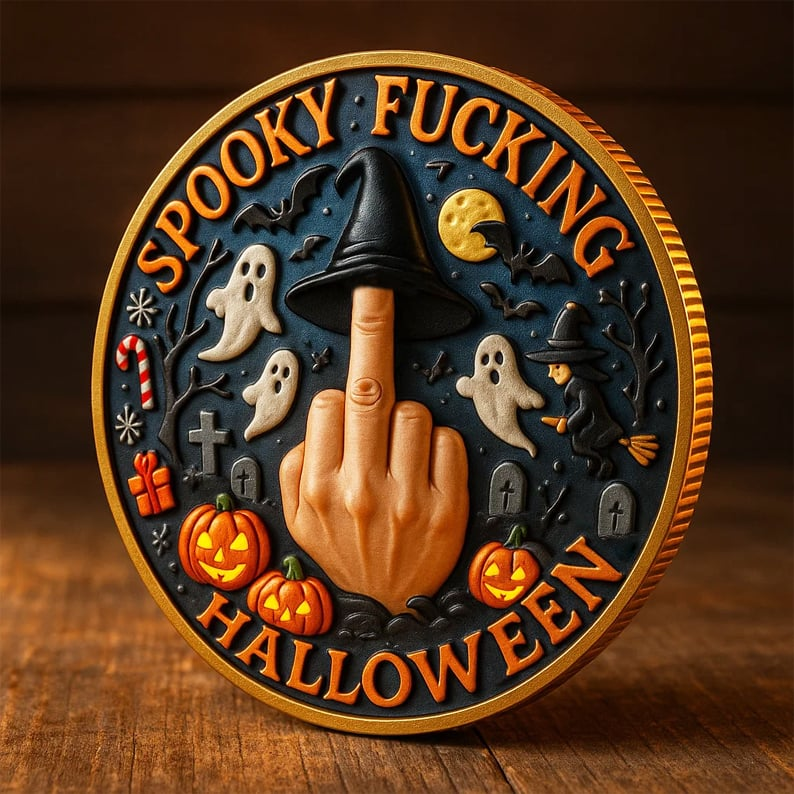 🎃Holiday Fun Middle Finger Commemorative Coin🎄