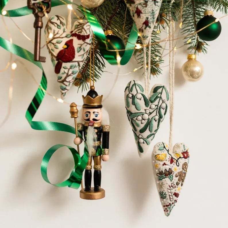 💖DIY Heart Shaped Hand Embroidered Christmas Finished product/DIY material kit