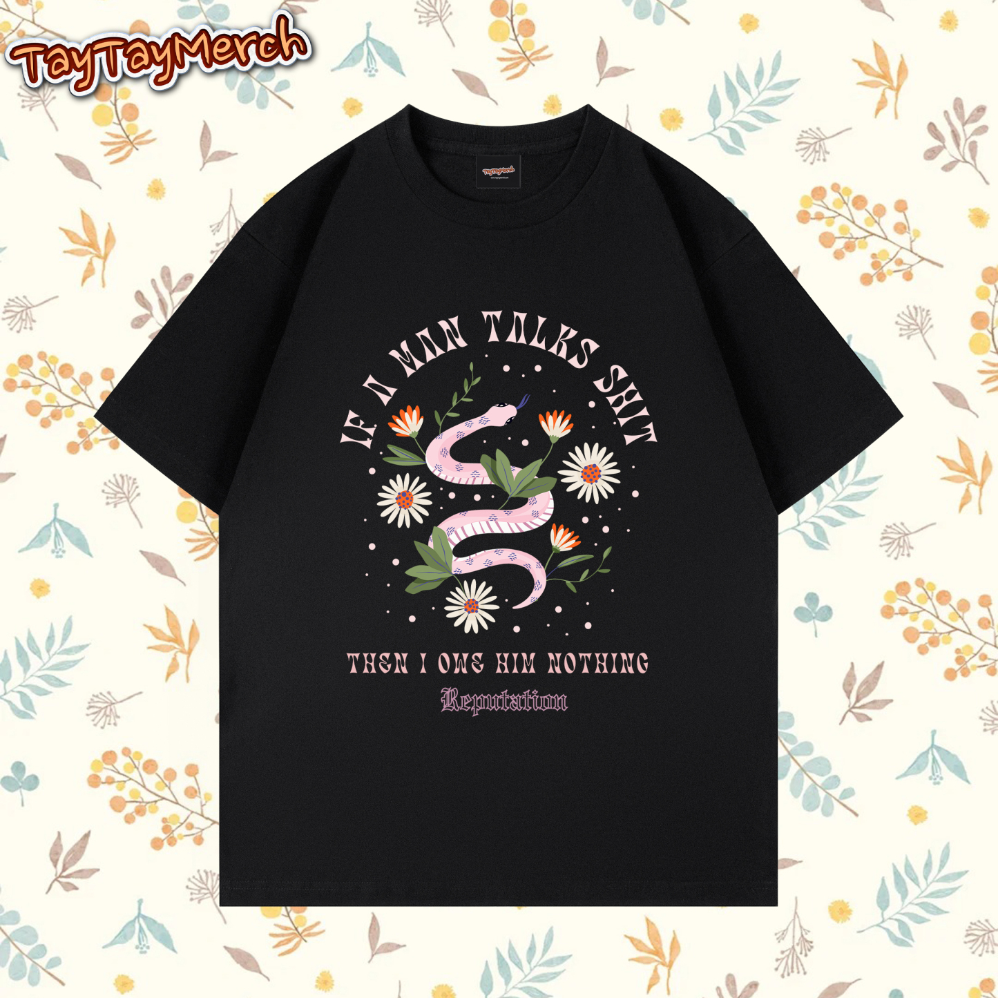 Reputation Pink Snake With Flower Graphic Tee