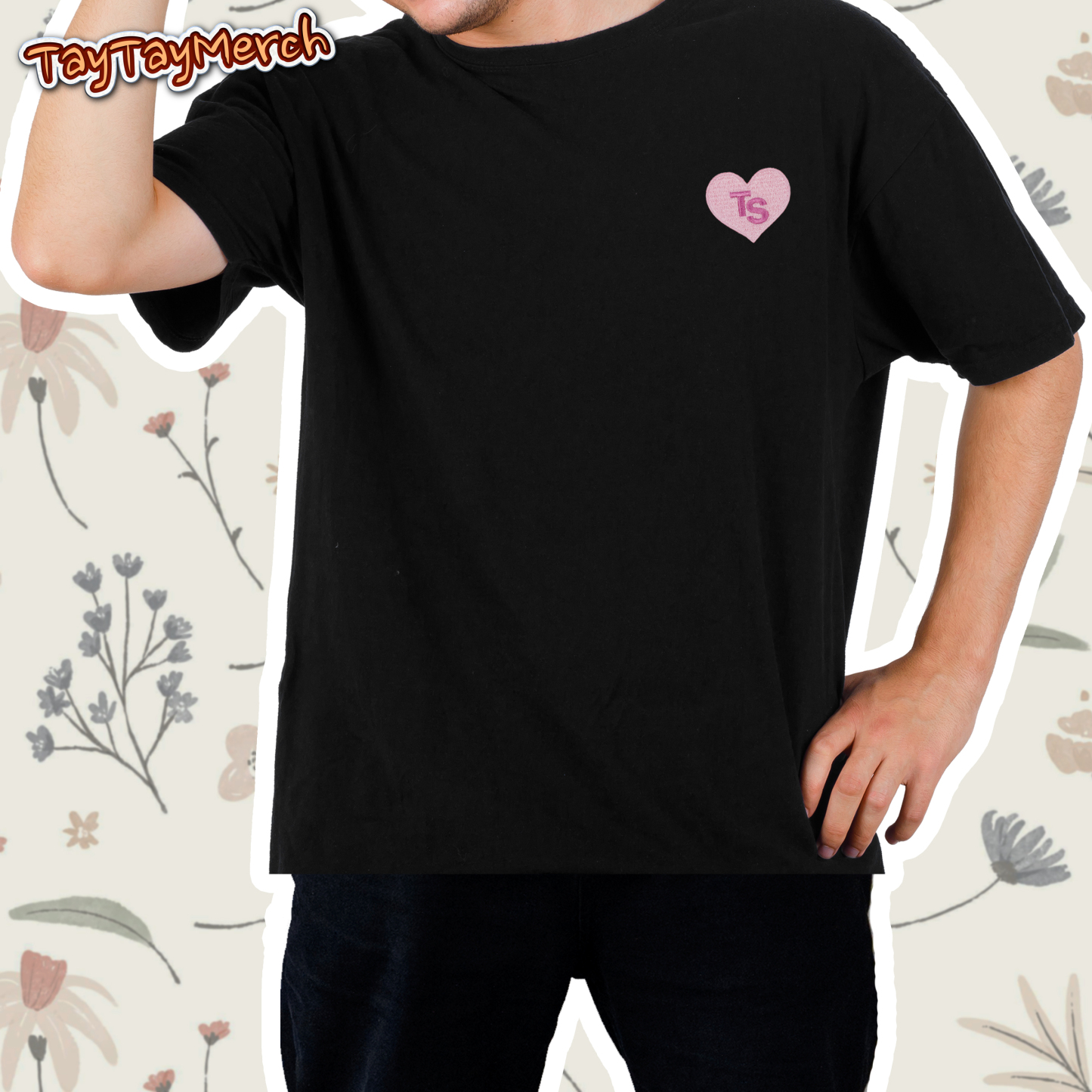 Pink Heart TS Embroidery Tee