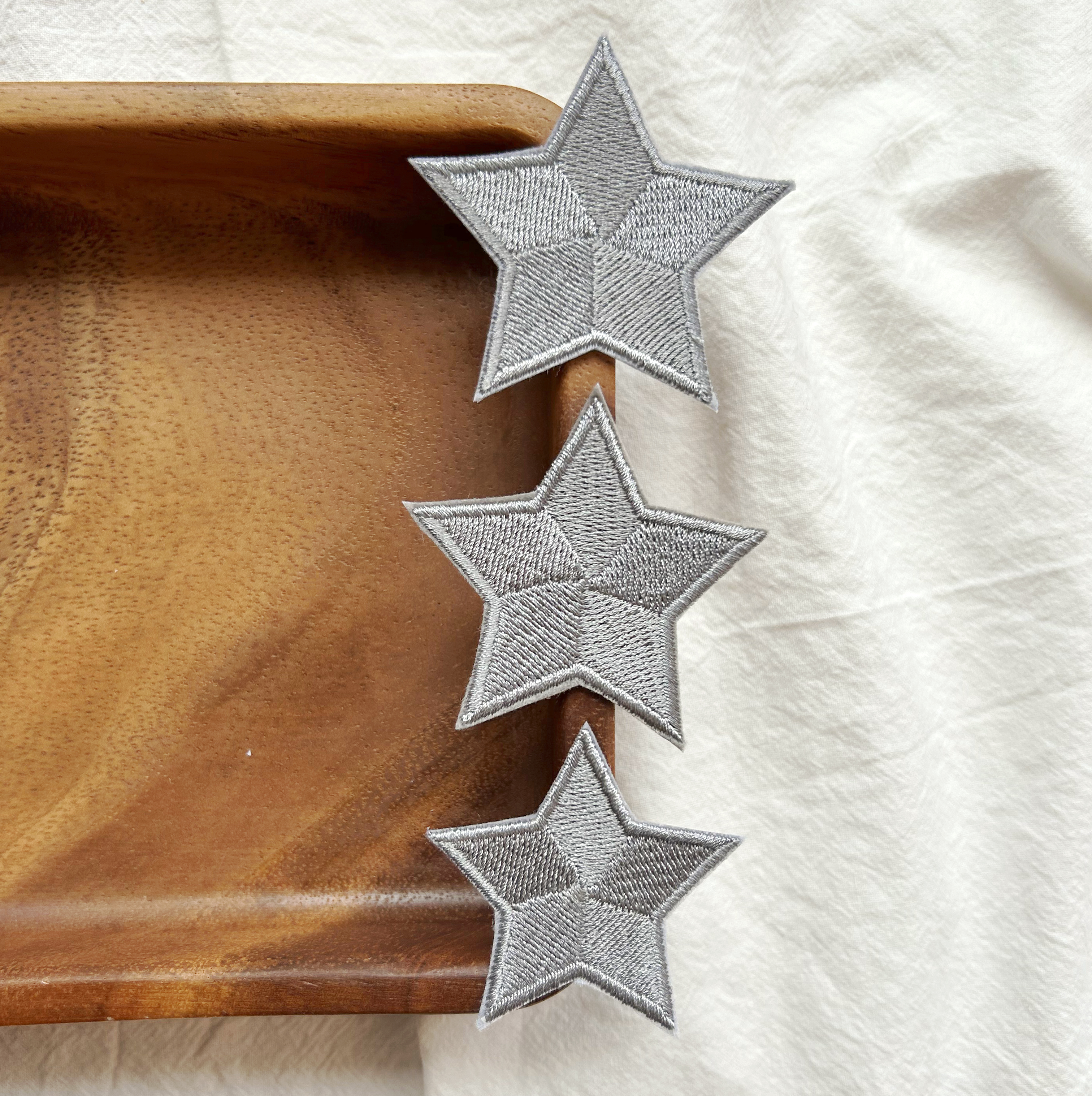 Silver Stars Patches 3Pcs