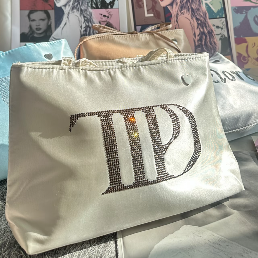 Beaded Satin Shoulder Bag