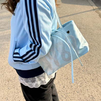 Beaded Satin Shoulder Bag