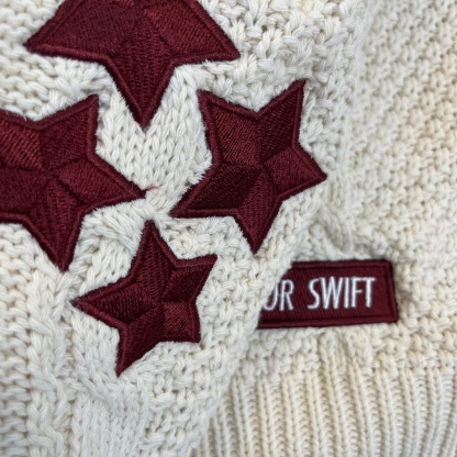 Red Stars Taylor's Version Inspired White Cardigan