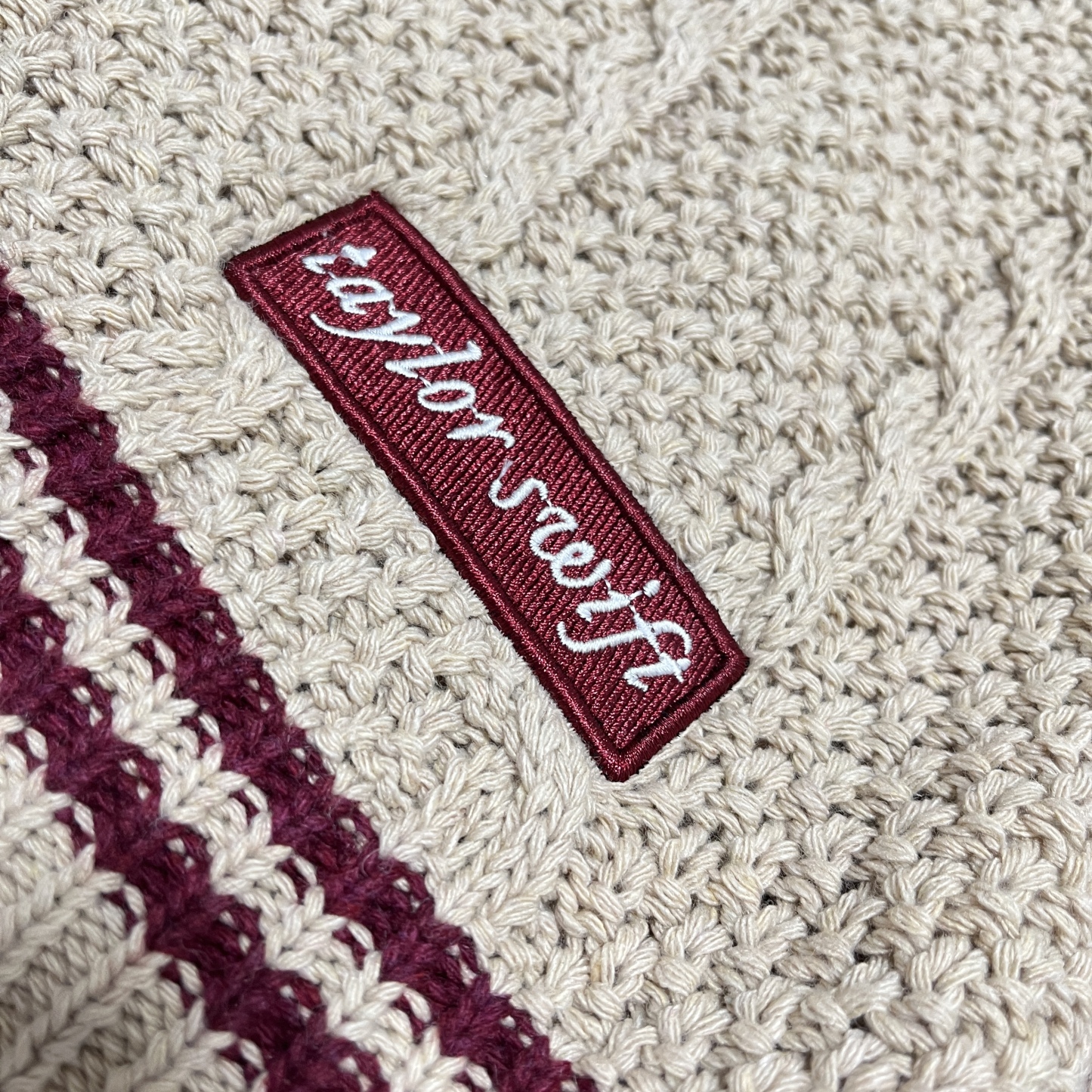 Red Stars Inspired Beige Cardigan
