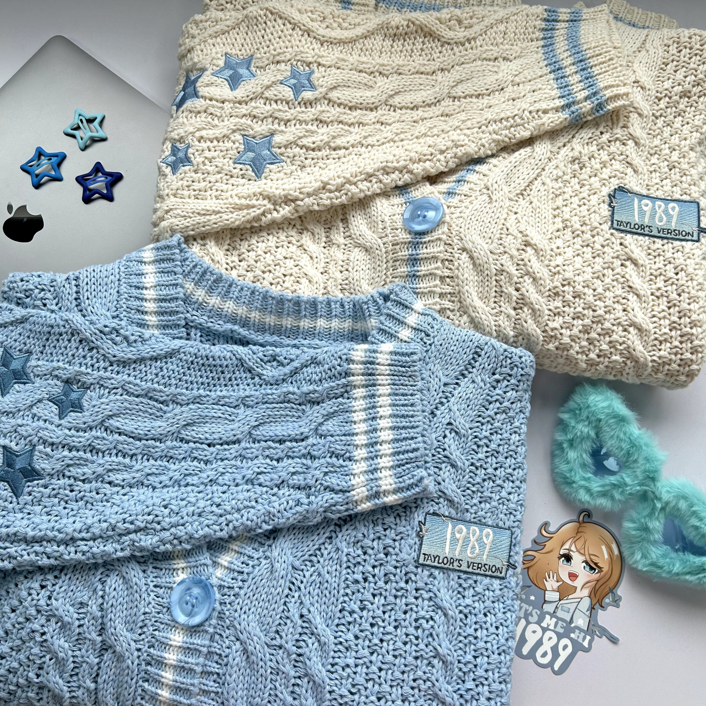 1989 Inspired Blue & Cream Cardigan