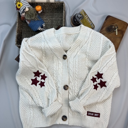 Red Stars Taylor's Version Inspired White Cardigan