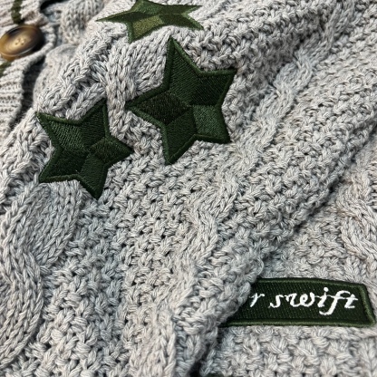 Green Stars Gray Cardigan