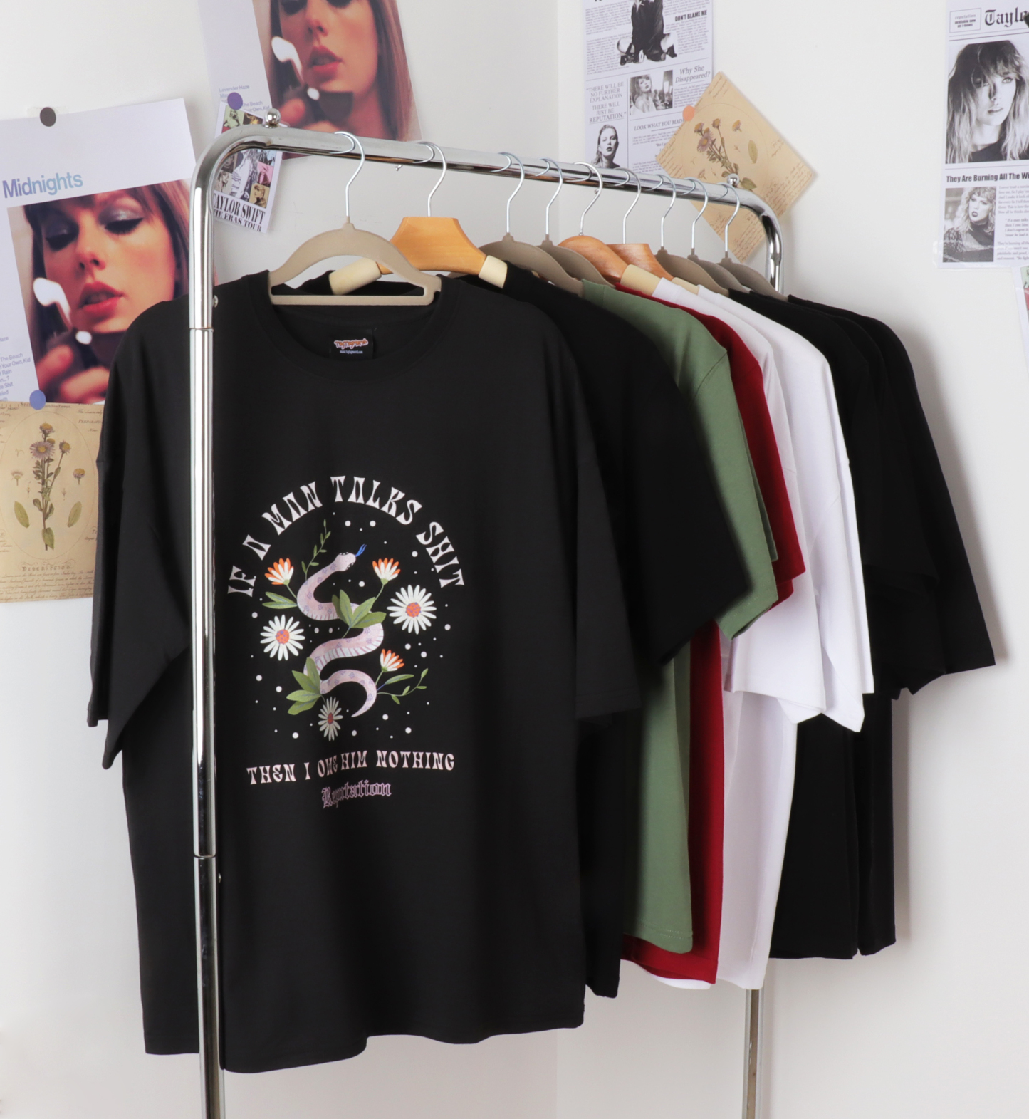 Reputation Pink Snake With Flower Graphic Tee
