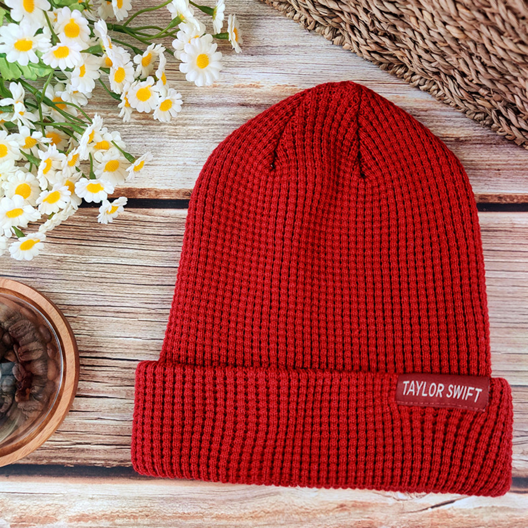 Red Knitting Beanie