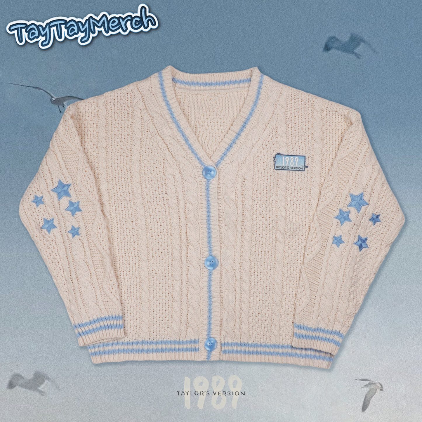 1989 Inspired Blue & Cream Cardigan
