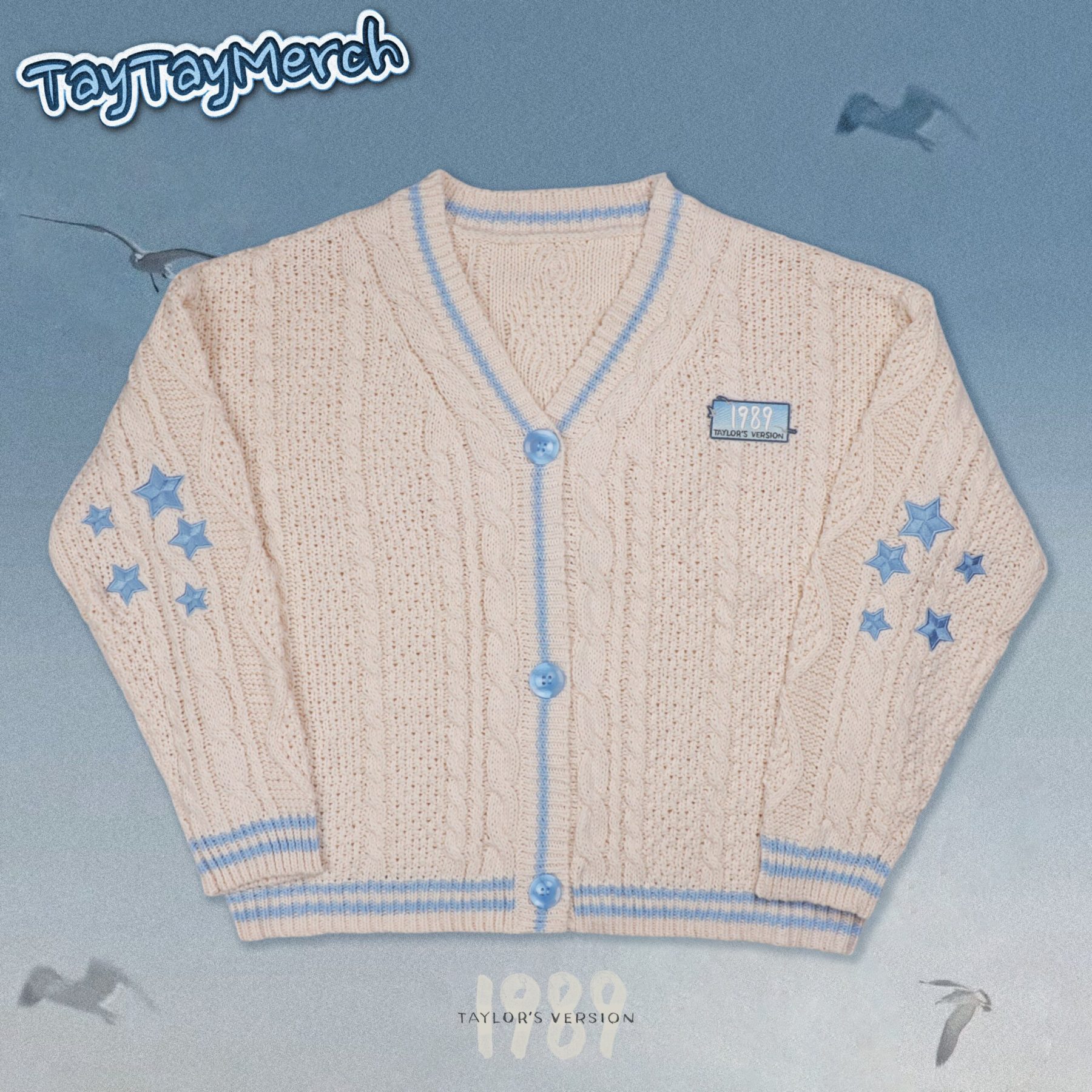 1989 Inspired Blue & Cream Cardigan