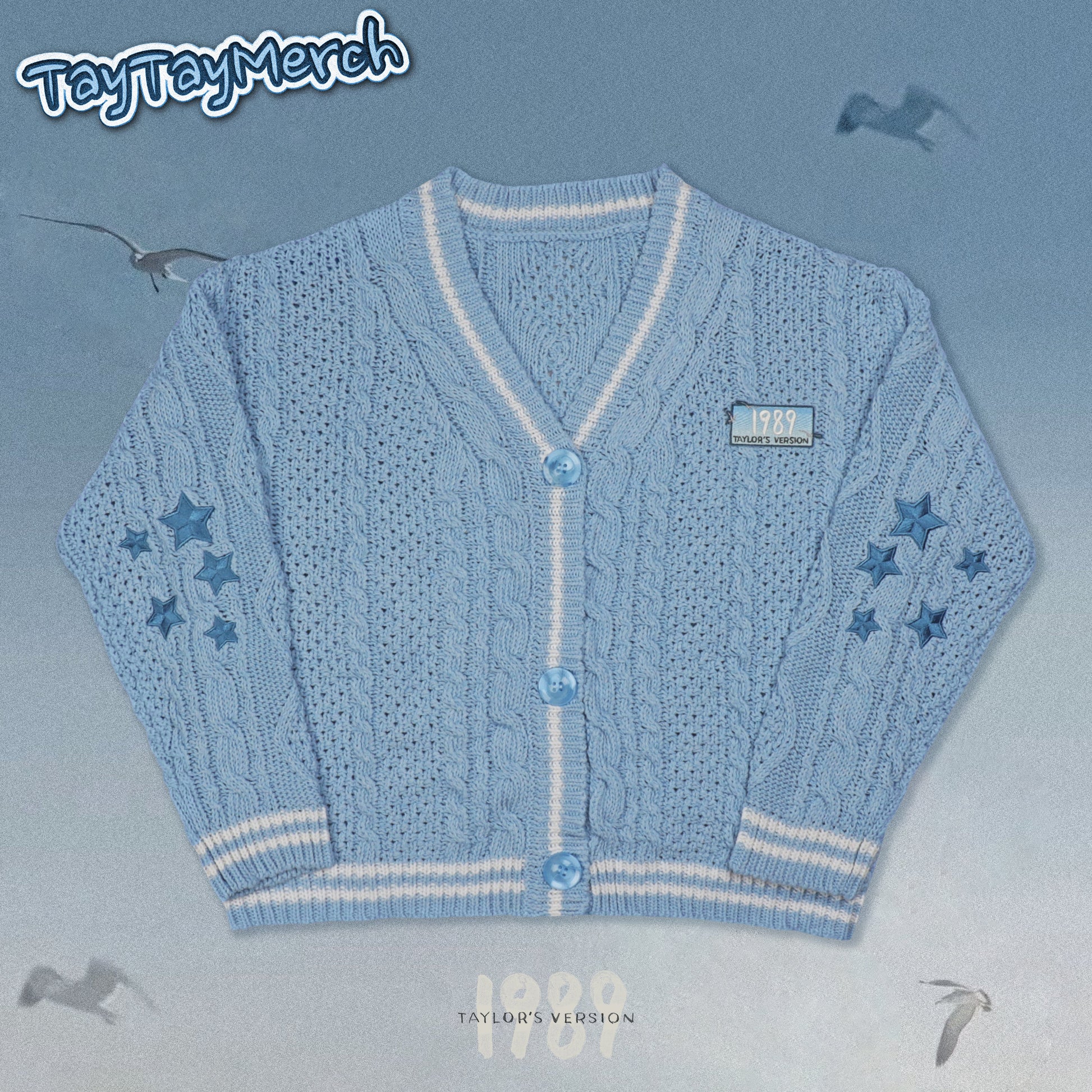 1989 Inspired Blue & Cream Cardigan