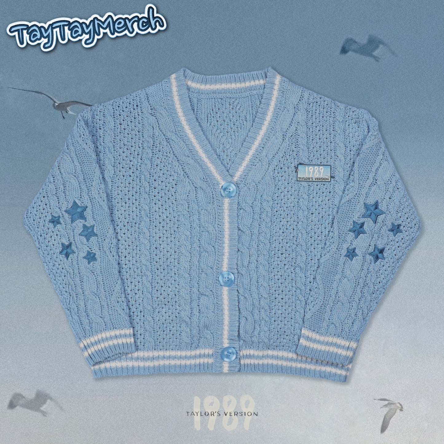1989 Inspired Blue & Cream Cardigan