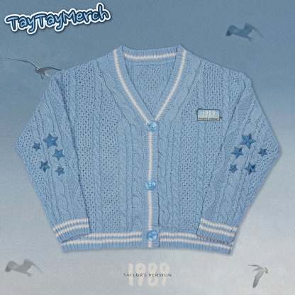 1989 Inspired Blue & Cream Cardigan