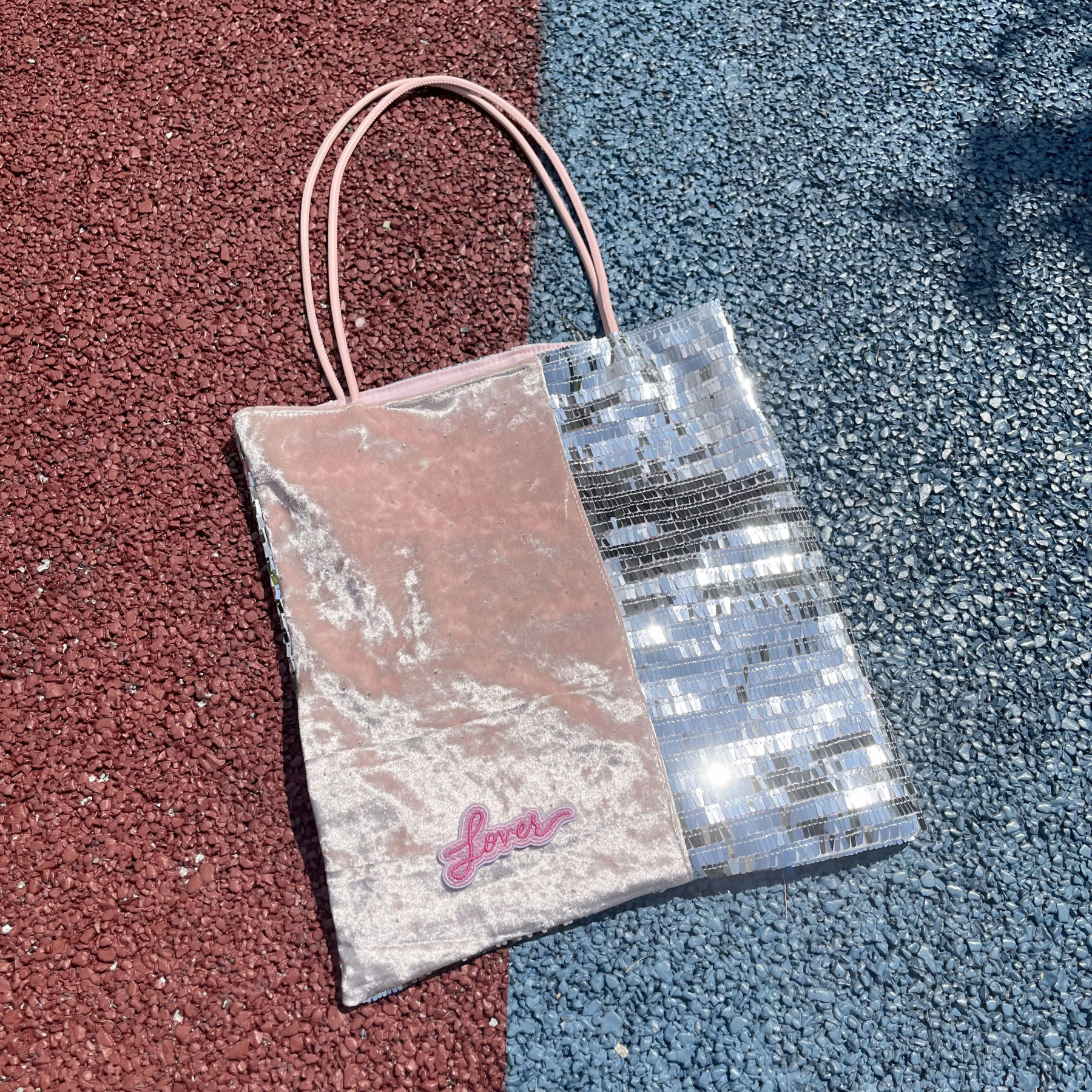 Lover Pink & Silver Sequin Tote Bag