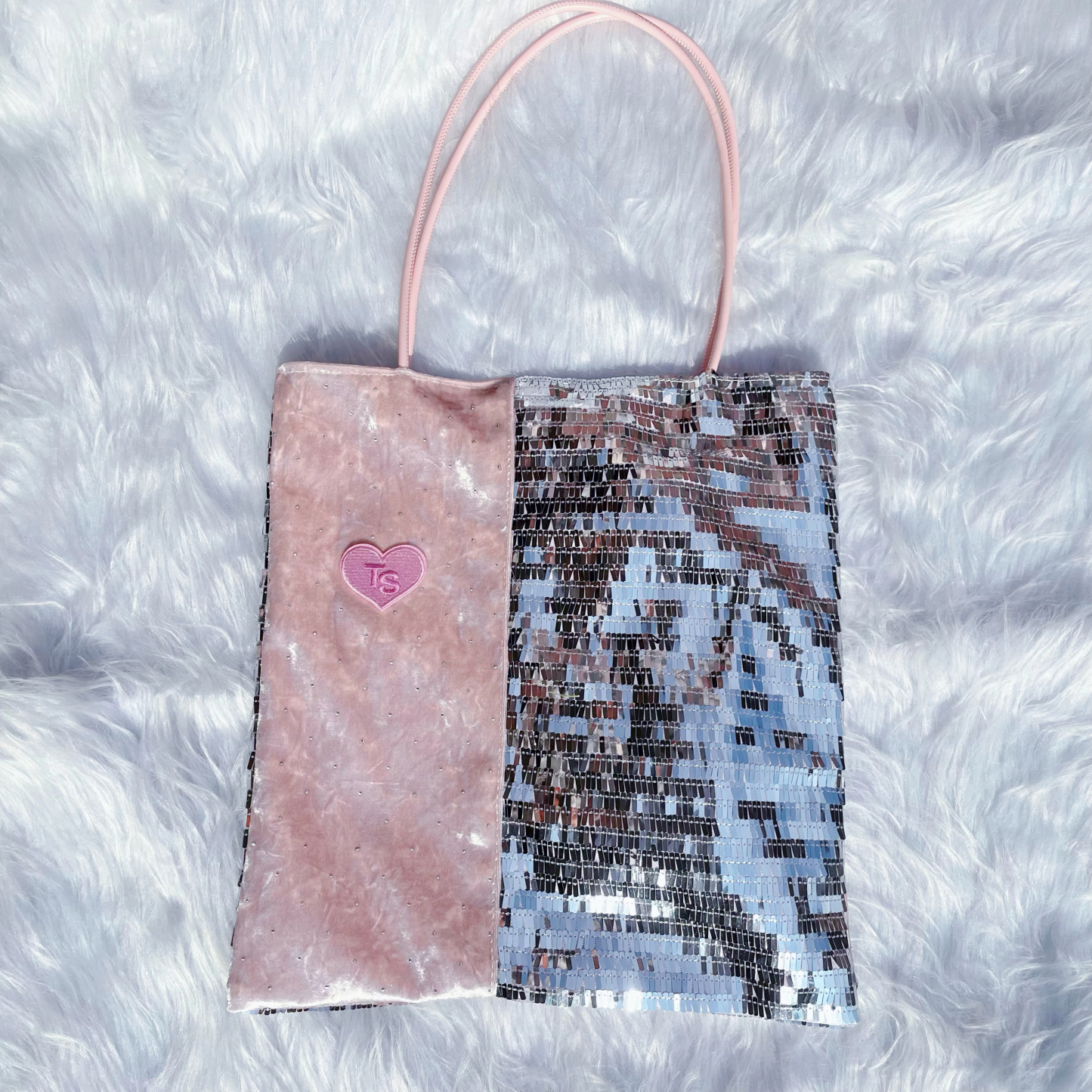 Lover Pink & Silver Sequin Tote Bag