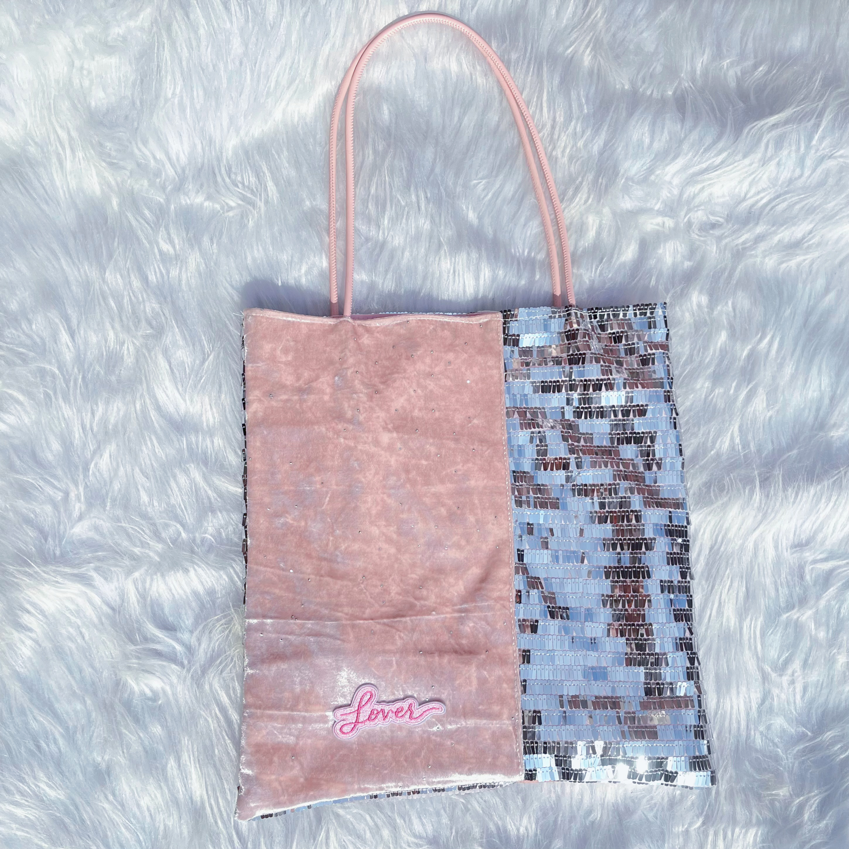 Lover Pink & Silver Sequin Tote Bag