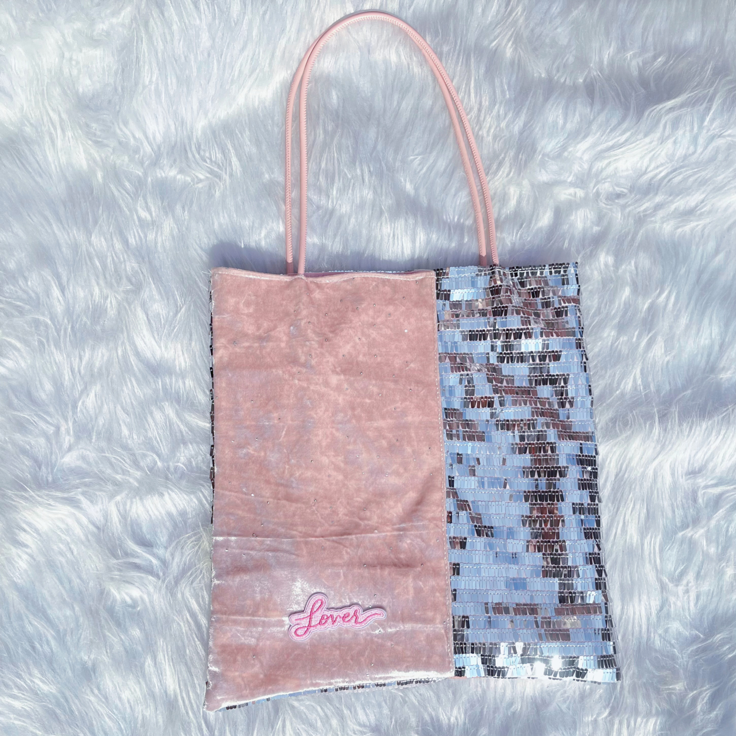 Lover Pink & Silver Sequin Tote Bag