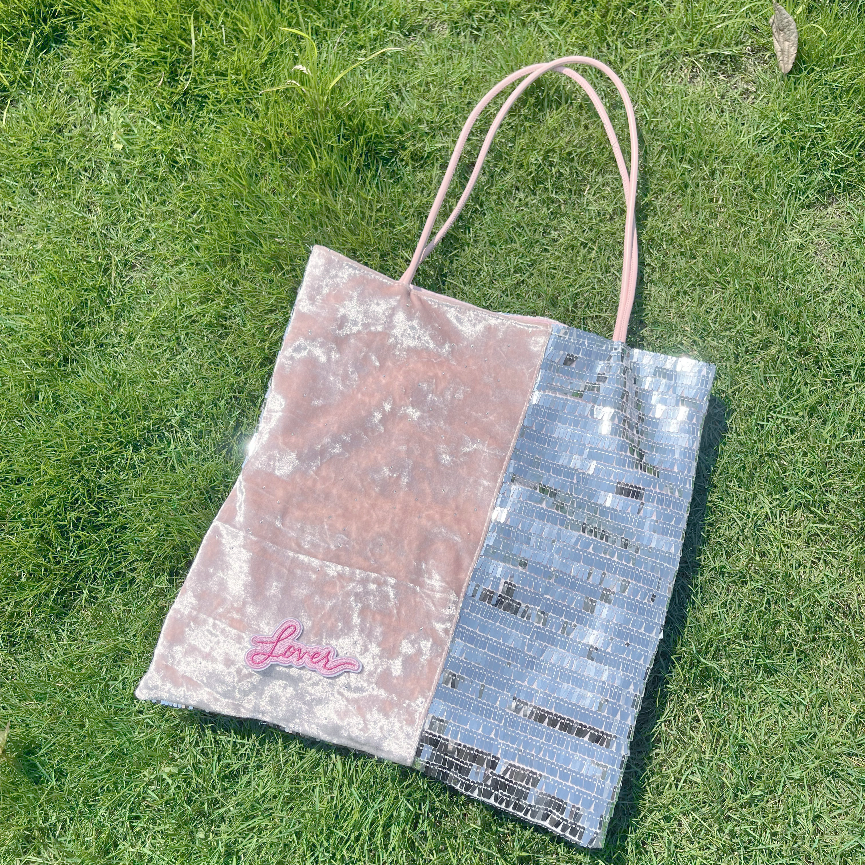 Lover Pink & Silver Sequin Tote Bag