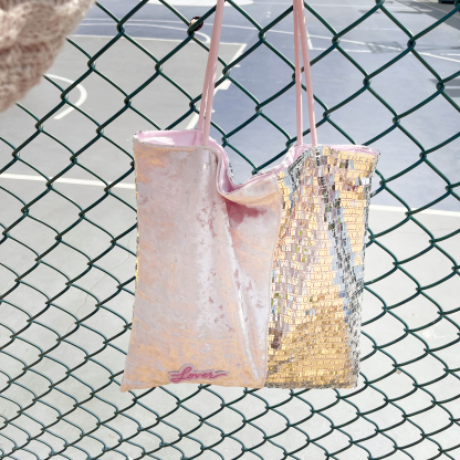 Lover Pink & Silver Sequin Tote Bag