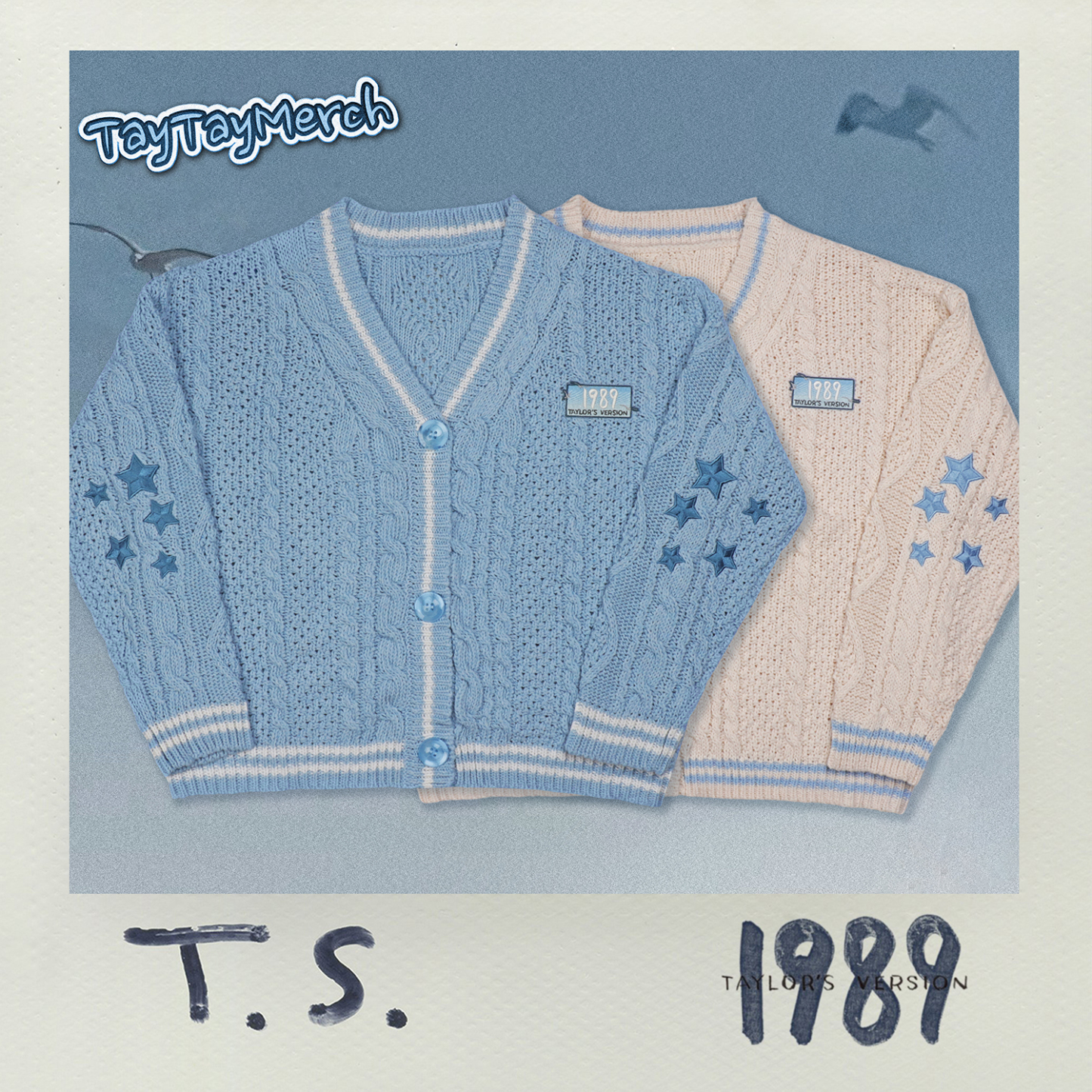 1989 Inspired Blue & Cream Cardigan
