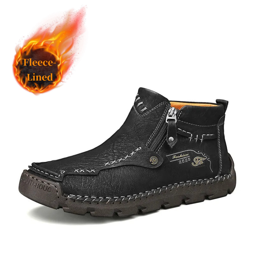 🖤BLACK FRIDAY DOORBUSTER: 50% OFF!🚨 Men's Top-Quality Motorcycle Boots Hand-Stitched Genuine Leather Boots-Wide Toe, Waterproof， Anti-Slip， Anti-Sprain，Suitable for Work, Driving, Hiking